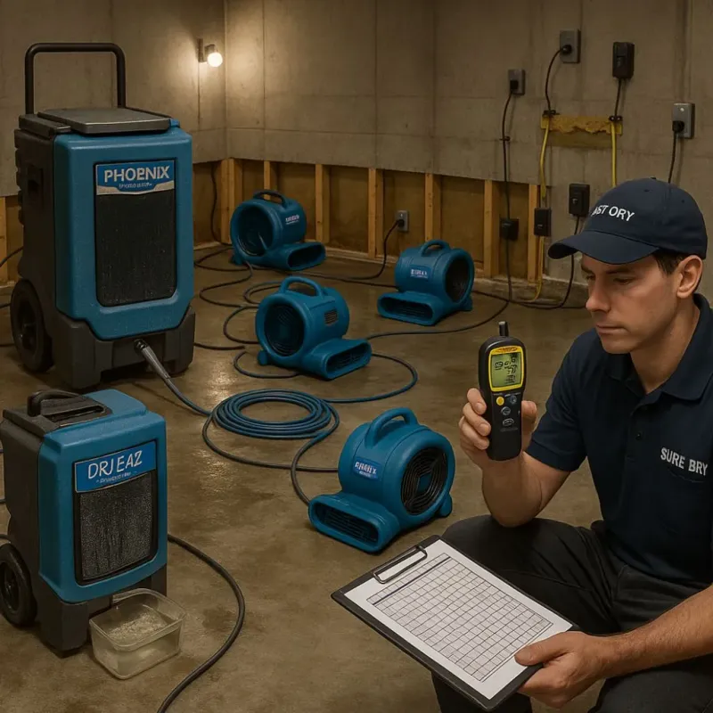 Structural Drying and Dehumidification process in Cut Off, LA